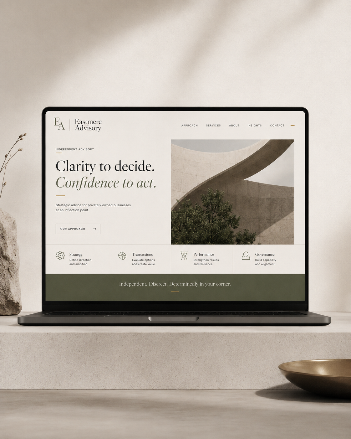 Eastmere Advisory desktop website concept